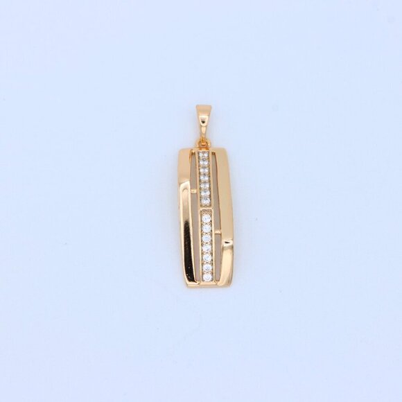 "Vertical Bar Rose Gold Pendant with Crystal Strip, XPPT1574 - Picture 9 of 13